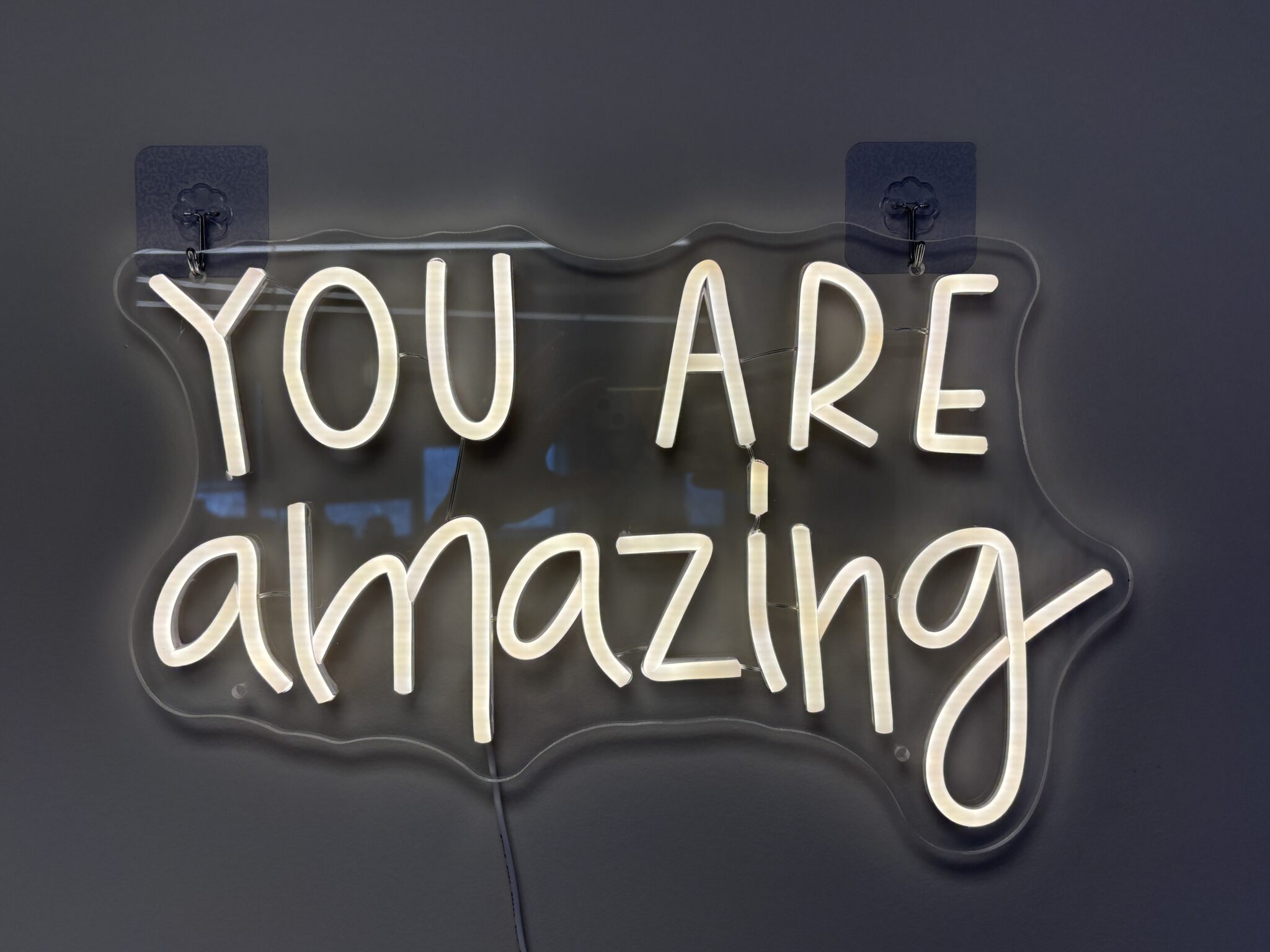 YOU ARE amazing white neon sign